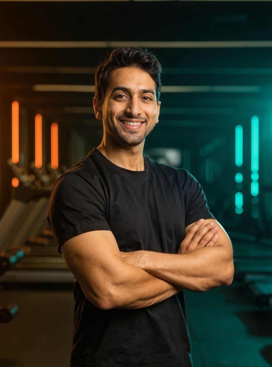 Gym owner standing with arms crossed in his gym